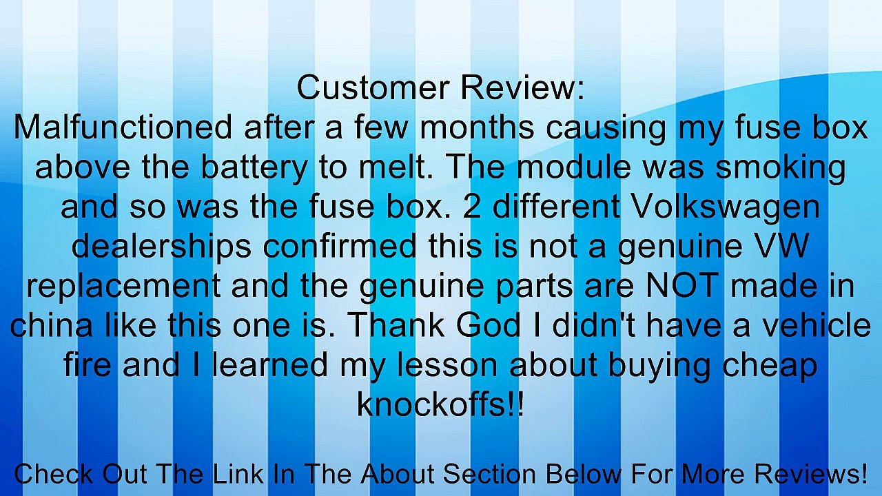 #C157 00-08 VW Fan Control Unit Module OEM 1J0919506K Volkswagen Beetle Golf Aux. 00 01 02 03 04 05 06 07 08 Review