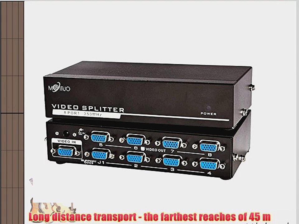 Mt-viki 1*8 Port Vga Video Splitter Metal Box 350mhz Mt-3508