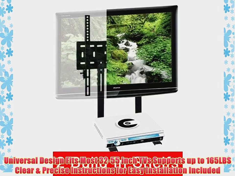 Mount World 1024D LCD LED Plasma TV Wall Mount with build in 2 tier shelf of Cable Box DVD