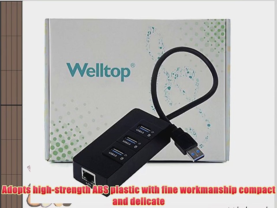 Welltop?3-Port USB 3.0 multi-function Hub with 1 RJ45 Gigabit Ethernet Lan Wired Network Adapter