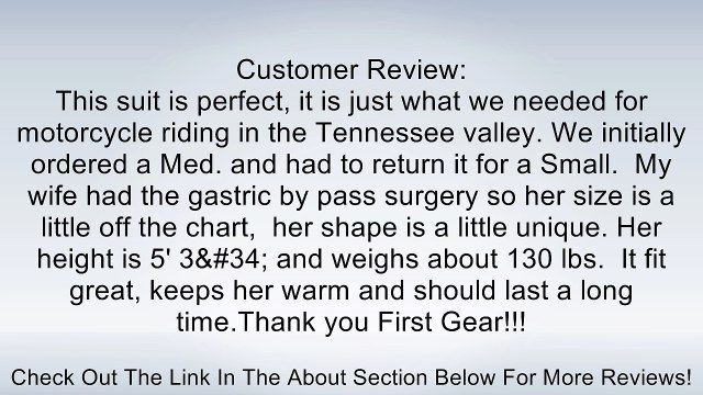 FIRSTGEAR THERMO 1-PIECE UNISEX MOTORCYCLE RIDING SUIT Review