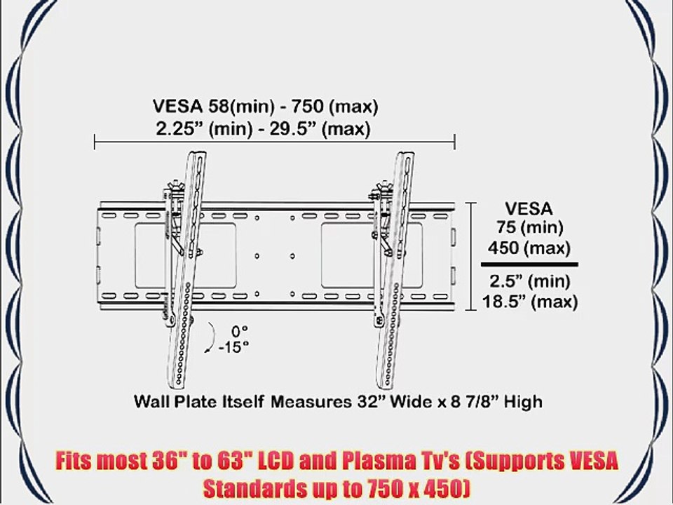 Black Adjustable Tilt/Tilting Wall Mount Bracket for LG 47LH85 47 inch LCD HDTV TV/Television