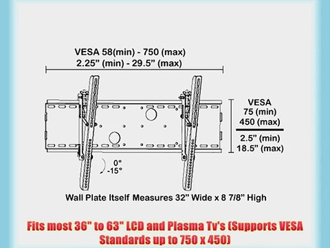 Black Tilt/Tilting Wall Mount Bracket for JVC LT-37X787 / LT37X787 LCD HDTV TV/Television