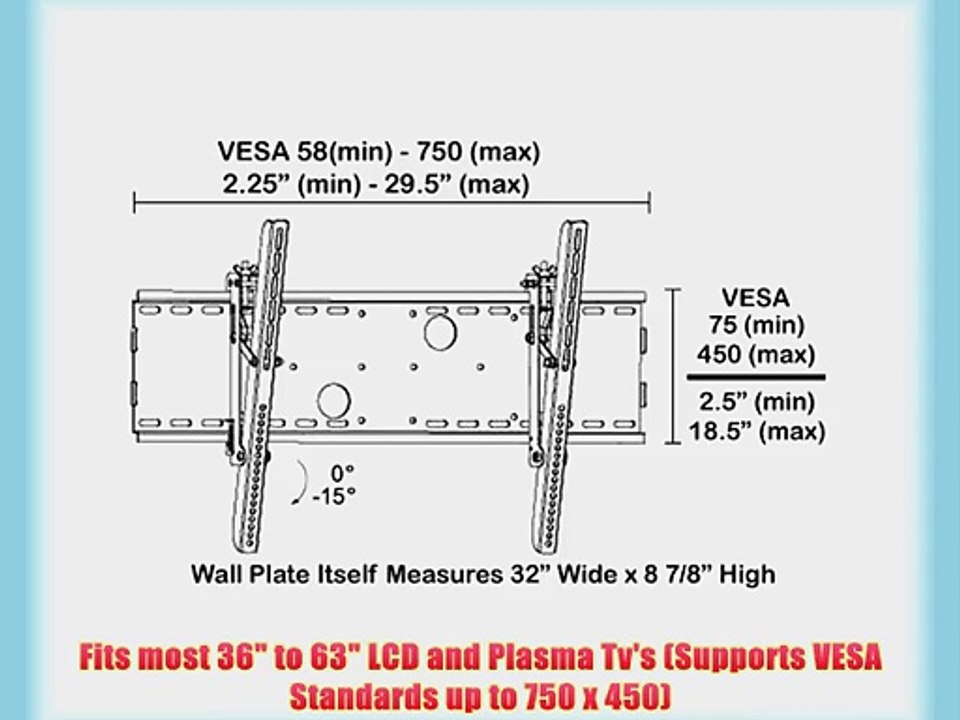 Black Tilt/Tilting Wall Mount Bracket for JVC LT-37X787 / LT37X787 LCD HDTV TV/Television