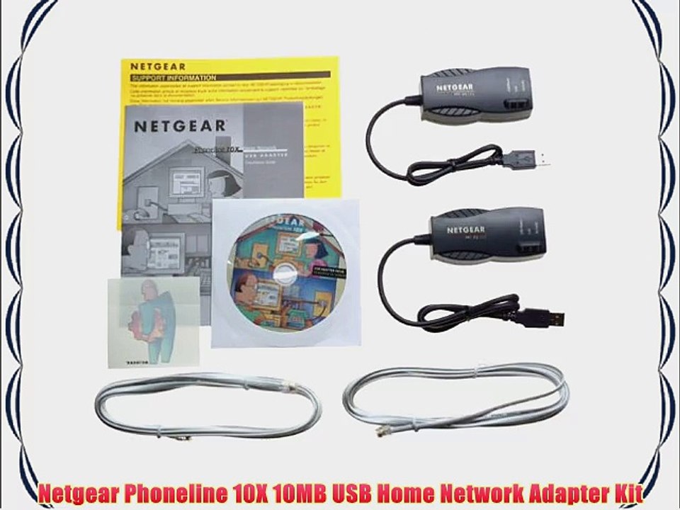 Netgear Phoneline 10X 10MB USB Home Network Adapter Kit