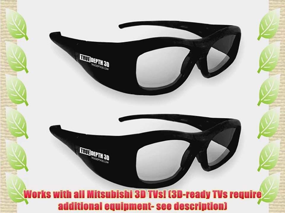 True Depth 3D? RECHARGEABLE Glasses for Mitsubishi 3D TVs! (2 Pairs)