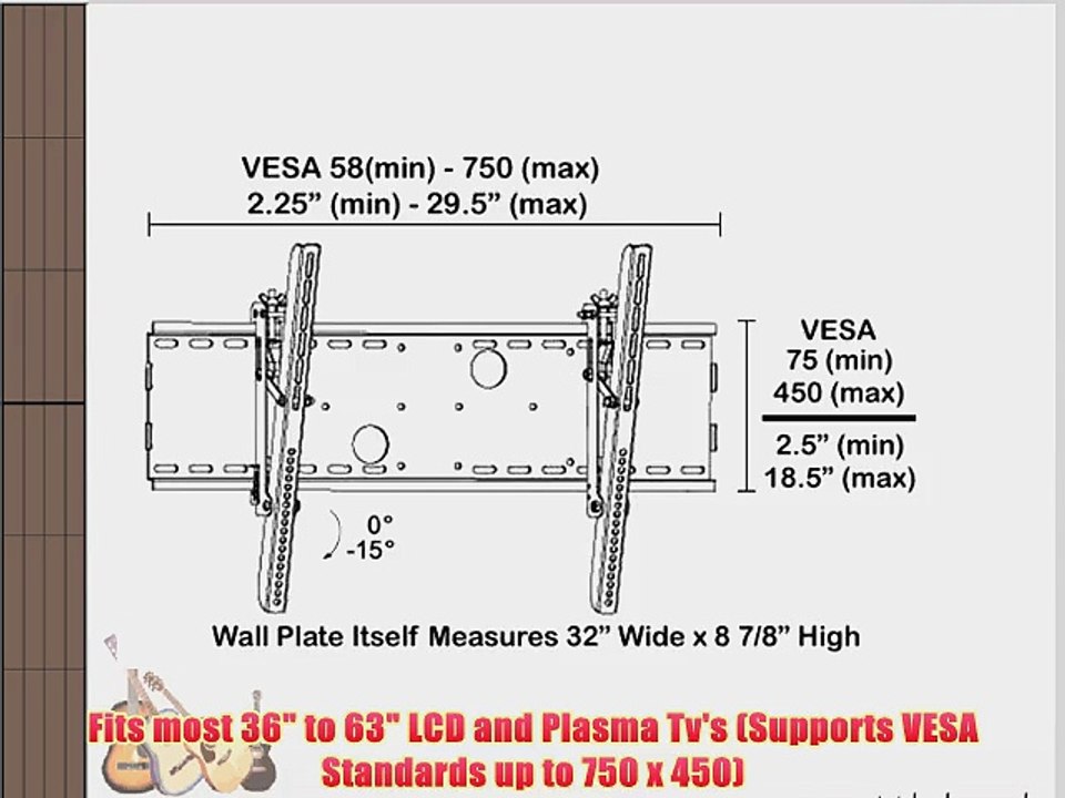 Black Tilt/Tilting Wall Mount Bracket for Zenith Z37LZ5D LCD HDTV TV/Television