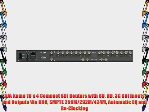 AJA Kumo 16 x 4 Compact SDI Routers with SD HD 3G SDI Inputs and Outputs Via BNC SMPTE 259M/292M/424M
