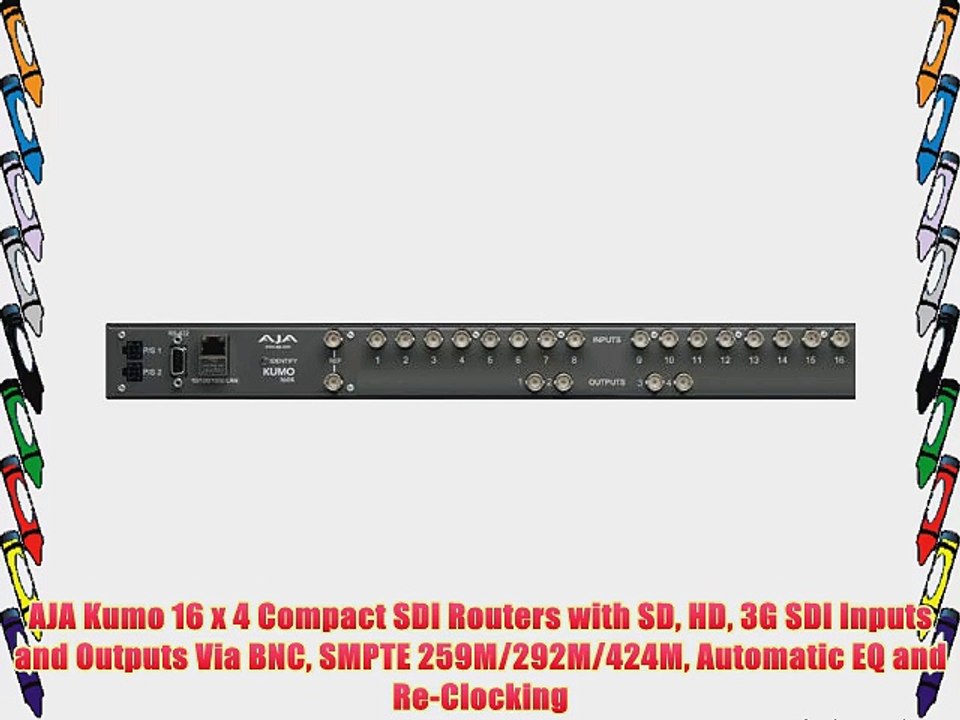 AJA Kumo 16 x 4 Compact SDI Routers with SD HD 3G SDI Inputs and Outputs Via BNC SMPTE 259M/292M/424M