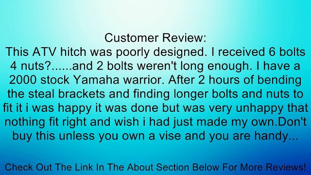 Yamaha Warrior 350 / Raptor 350 ATV Trailer Ball Hitch Review