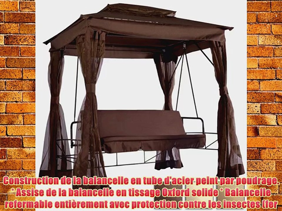 Balancelle de jardin Capuccino - 206cm x 126cm - avec moustiquaire - position assise ou allong?e