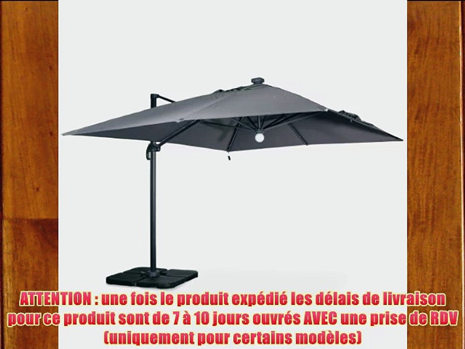 Alice's Garden - Parasol d?port? solaire LED rectangulaire 3 x 4 m haut de gamme - Luce Gris