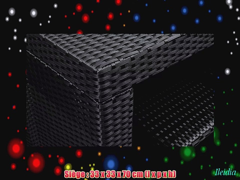 Salon de jardin complet 6 personnes bar en poly rotin r?sine tress?e noire Table haute   6