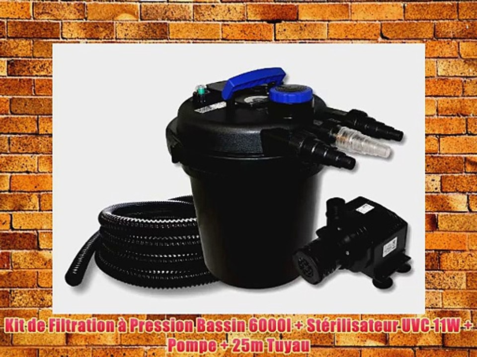Kit de Filtration ? Pression Bassin 6000l   St?rilisateur UVC 11W   Pompe   25m Tuyau