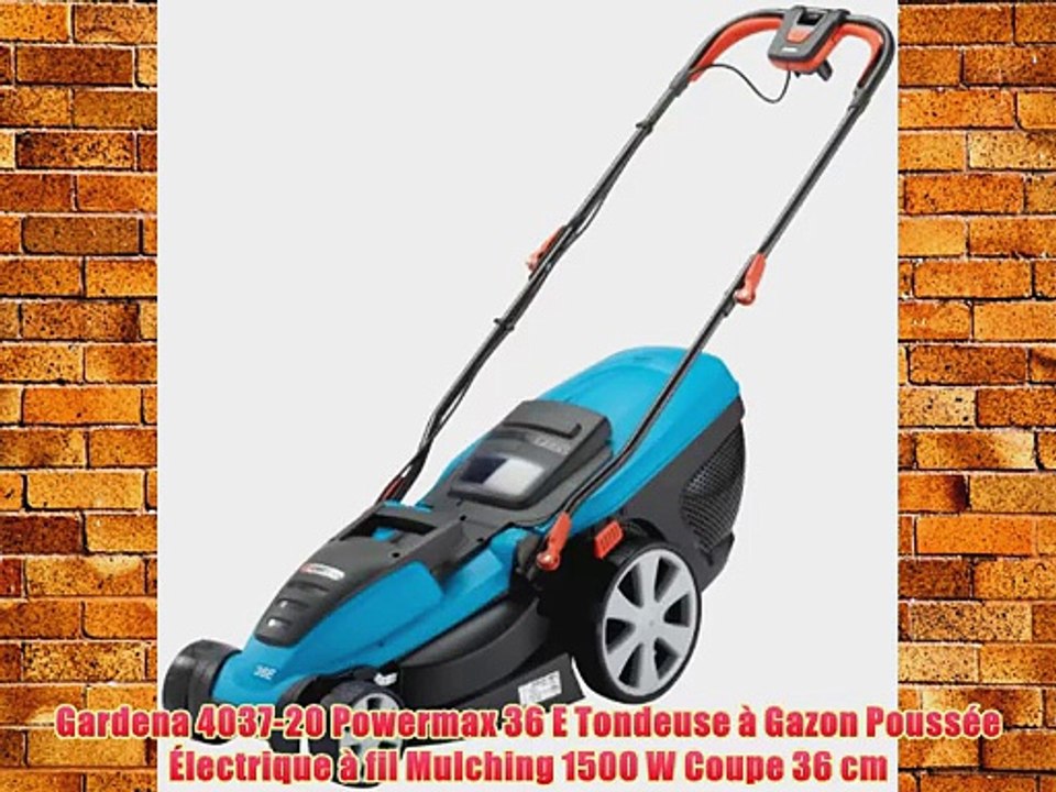 Gardena 4037-20 Powermax 36 E Tondeuse ? Gazon Pouss?e ?lectrique ? fil Mulching 1500 W Coupe