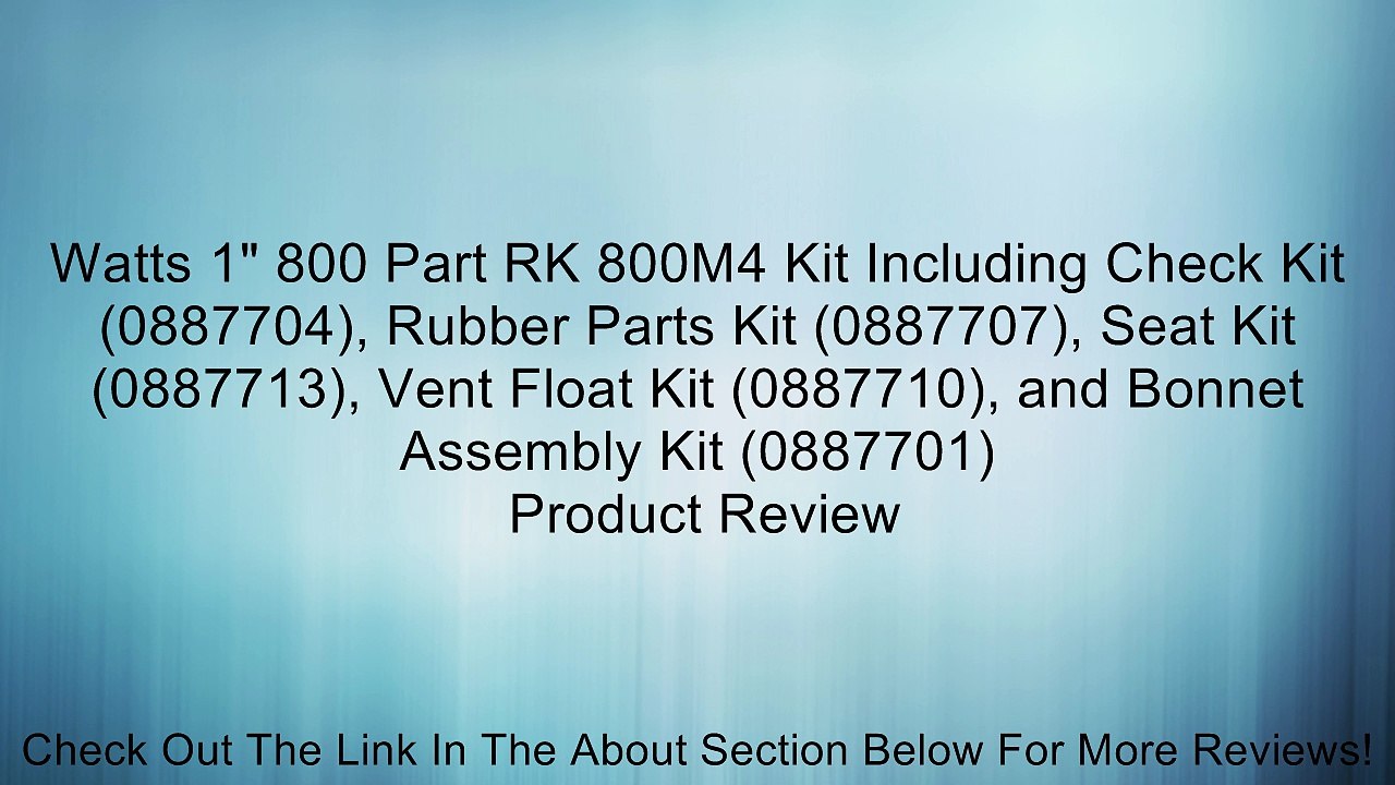 Watts 1" 800 Part RK 800M4 Kit Including Check Kit (0887704), Rubber Parts Kit (0887707), Seat Kit (0887713), Vent Float Kit (0887710), and Bonnet Assembly Kit (0887701) Review