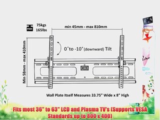 Ultra-Slim Black Adjustable Tilt/Tilting Wall Mount Bracket for Toshiba 55L7200U 55 inch 3D