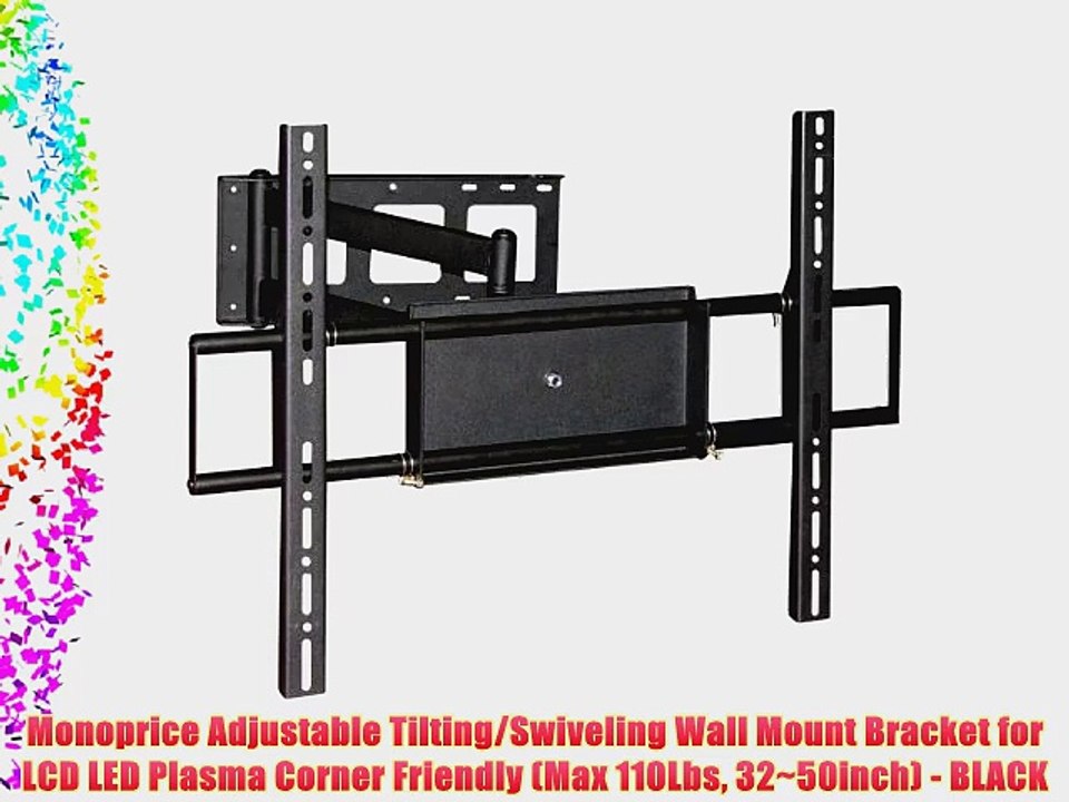 Monoprice Adjustable Tilting/Swiveling Wall Mount Bracket for LCD LED Plasma Corner Friendly