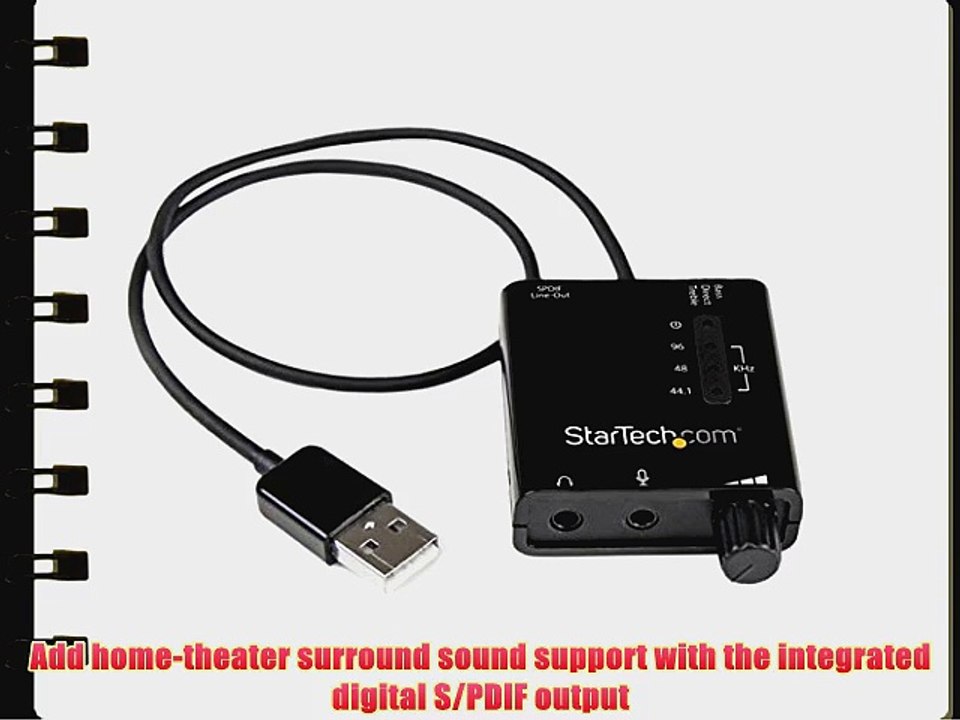 StarTech.com ICUSBAUDIO2D USB Stereo Audio Adapter External Sound Card with SPDIF Digital Audio