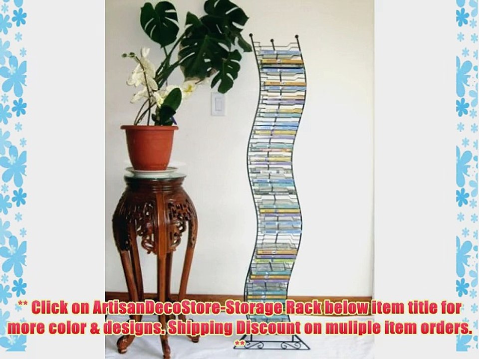 Artisan Modern Black Metal 70 DVD Wave Tower/Wall Mount Storage Rack