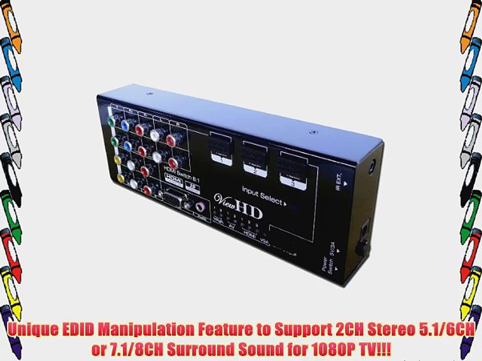 ViewHD Multi-functional HDMI Converter Switch 8 Inputs to One HDMI Output Support 3D and Surround