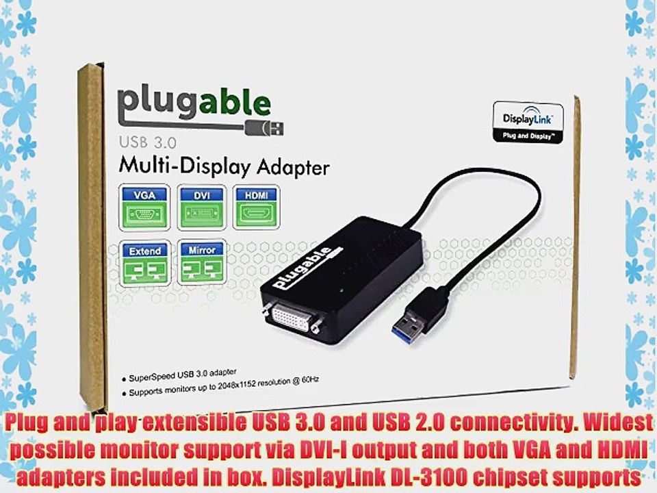 Plugable USB 3.0 to VGA / DVI / HDMI Video Graphics Adapter Card for