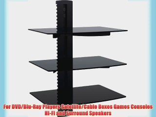 VonHaus by Designer Habitat 3x Black Floating Shelves with Strengthened Tempered Glass for