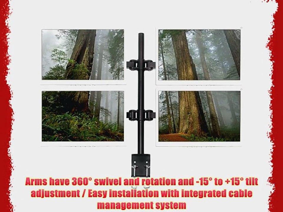 Pwr ? Quad Ergonomic LCD Monitor Screen LED Tv Table Desk Mount Clamp Stand up to 27 Heavy