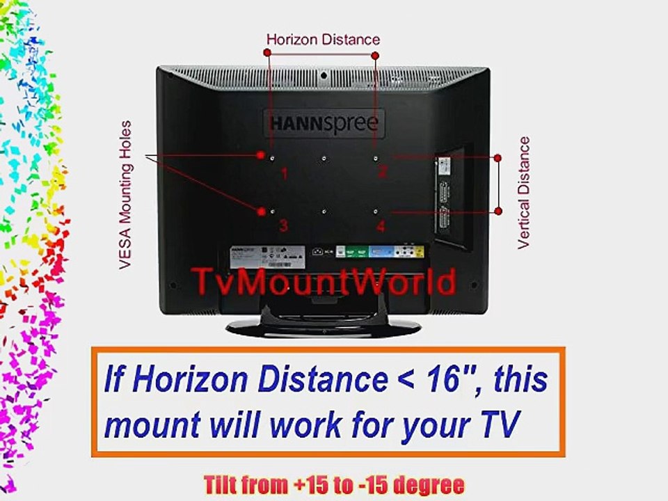 Mount World 1034-30 Low Profile LCD LED Plasma TV Tilt Wall Mount with Bundle 2 Glass shelf