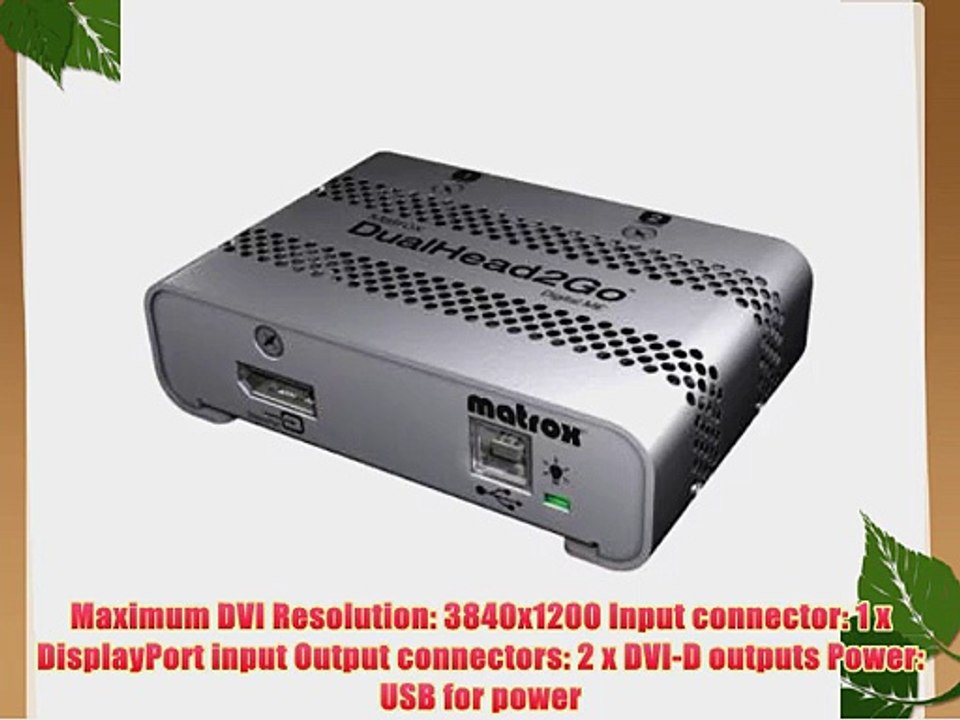 Matrox D2G-DP2D-MIF DualHead2Go Mini DisplayPort to 2xDVI External Adapter RTL