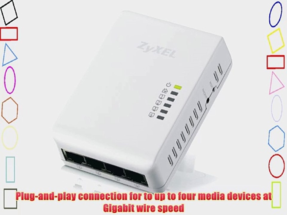 ZyXEL Powerline AV 500 Mbps 4 Port Gigabit Switch Wall-plug Adapter (PLA4225)