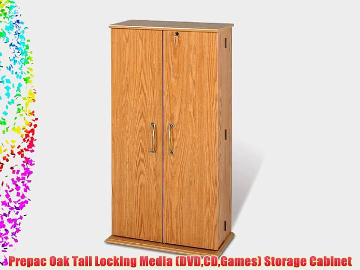 Prepac Oak Tall Locking Media Dvdcdgames Storage Cabinet Video