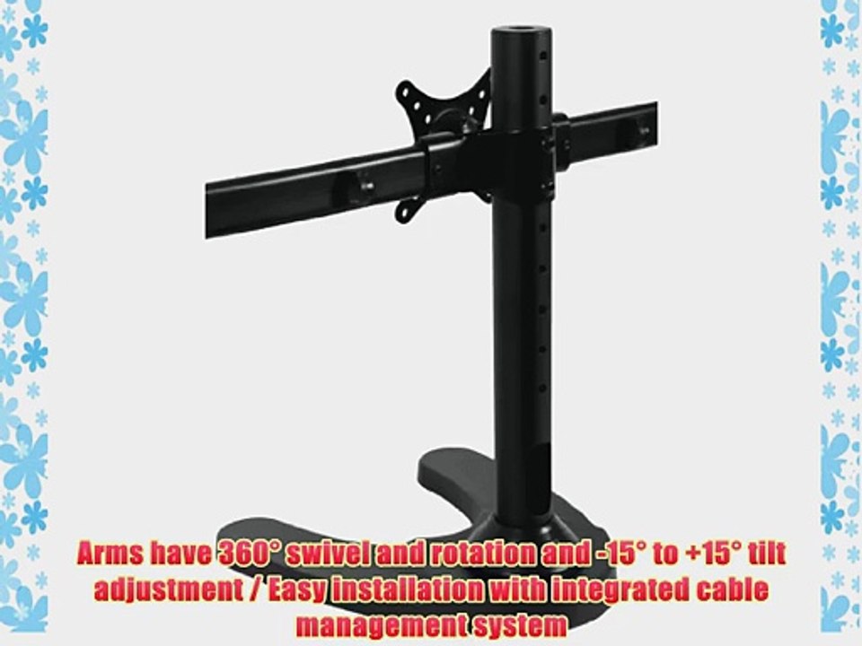 Pwr ? Triple Ergonomic 3 LCD Monitor Screen LED Tv Table Desk Mount Stand with Base up to 24