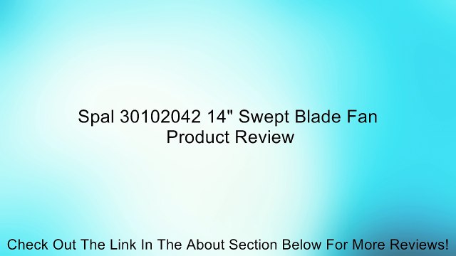 Spal 30102042 14 Swept Blade Fan Review