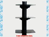 Triple Glass Shelves Dvd Dvr Component Wall Mount Shelf with Cable Management System