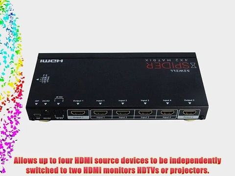 Sewell Spider 4X2 HDMI Matrix with IR Routing Remote Control and 3D Support