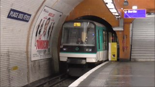 MF88 : Arrivée à la station Place des Fêtes sur la ligne 7bis du métro parisien