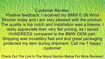 BMW E36 Windblocker Review