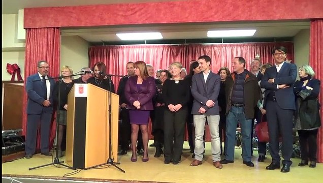 SALERNES VAR Nicole Fanelli Maire de Salernes et son conseil Municipal Cérémonie des voeux 2015 en présence d' Olivier Audibert Troin Député du Var Président de la CAD, Richard Strambio de Draguignan Roland Balbis de Villecroze, Fabien Matras de Flayosc