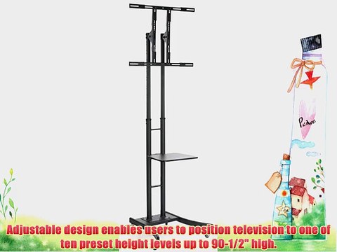 Mobile LCD TV Stand with Locking Casters Height Adjustable Bracket Fits 32 to 84 Monitors Steel