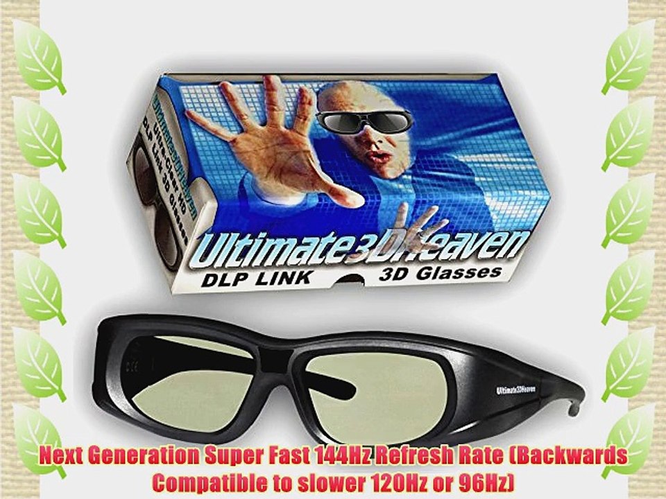 Ultra-Clear HD 144 Hz DLP LINK 3D Active Rechargeable Shutter Glasses for All 3D DLP Projectors