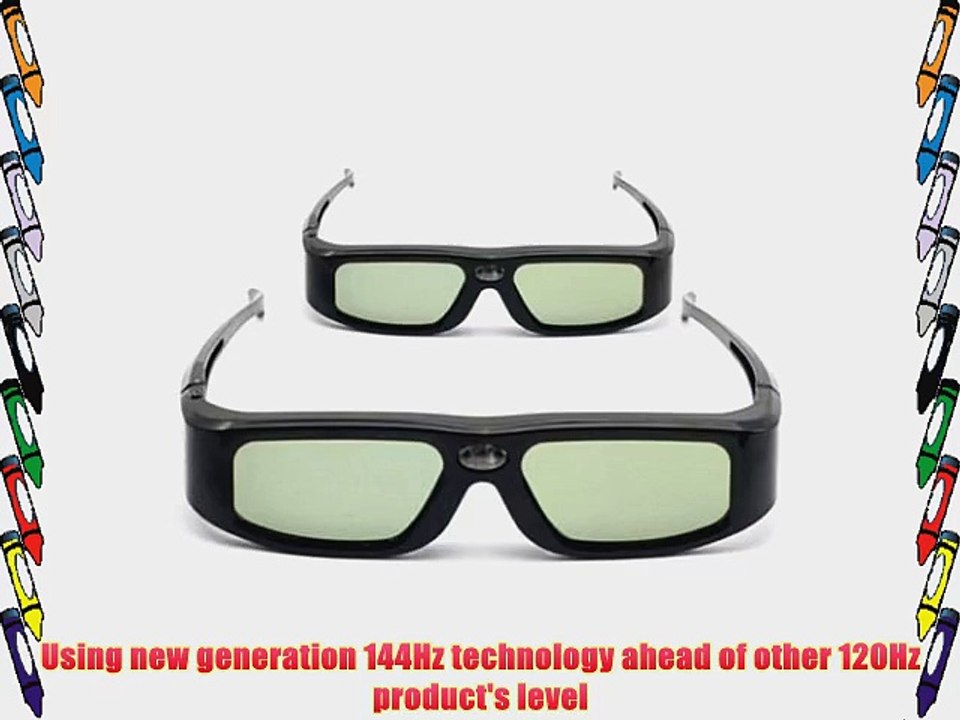2 Pack of SainSonic? Zodiac 904 Series 144Hz Rechargeable 3D DLP-Link Projector Universal Active
