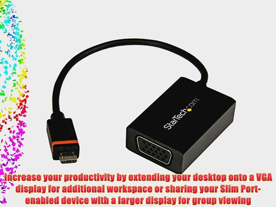 StarTech.com SLMPT2VGA 1080p Slim Port/MyDP to VGA Converter Micro USB to VGA Adapter for HP