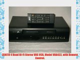 ZENITH 4 Head Hi-Fi Stereo VHS VCR Model VRA422 with Remote Control.