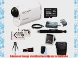 Sony HDR-AS100V/W POV Action Cam with Sony 32GB Micro SD Card   Sony Case   Two Replacement