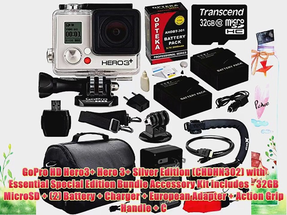 GoPro HD Hero3  Hero 3  Silver Edition (CHDHN302) with Essential Special Edition Bundle Accessory