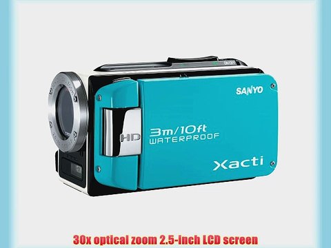 Sanyo VPC-WH1 High Definition Waterproof Flash Memory Camcorder w/ 30x Optical Zoom (Blue)