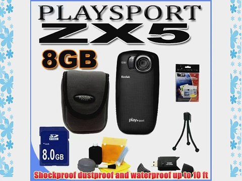 Kodak PlaySport (Zx5) HD Waterproof Pocket Video Camera - Black (2nd Generation) 8GB Accessory