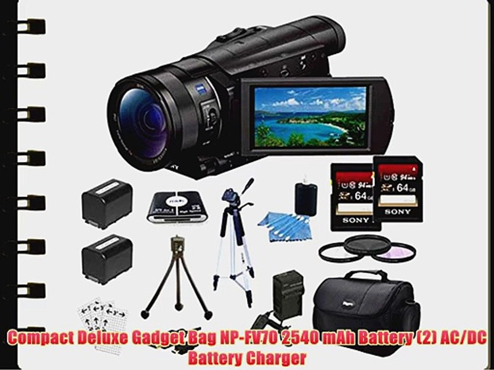 Sony FDRAX100/B FDR-AX100 FDRAX100 AX100 4K Video Camera w/ 3.5-Inch LCD (Black) Bundle w/