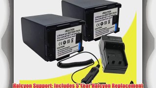 Two Halcyon 3200 mAH Lithium Ion Replacement Battery and Charger Kit for Canon BP-827 and Canon